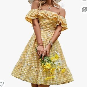 Yellow checkered dress